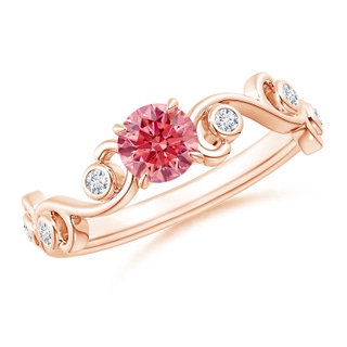 4.5mm Labgrown Lab-Grown Fancy Intense Pink and White Diamond Ivy Scroll Ring in Rose Gold