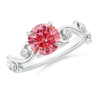 6.1mm Labgrown Lab-Grown Fancy Intense Pink and White Diamond Ivy Scroll Ring in P950 Platinum