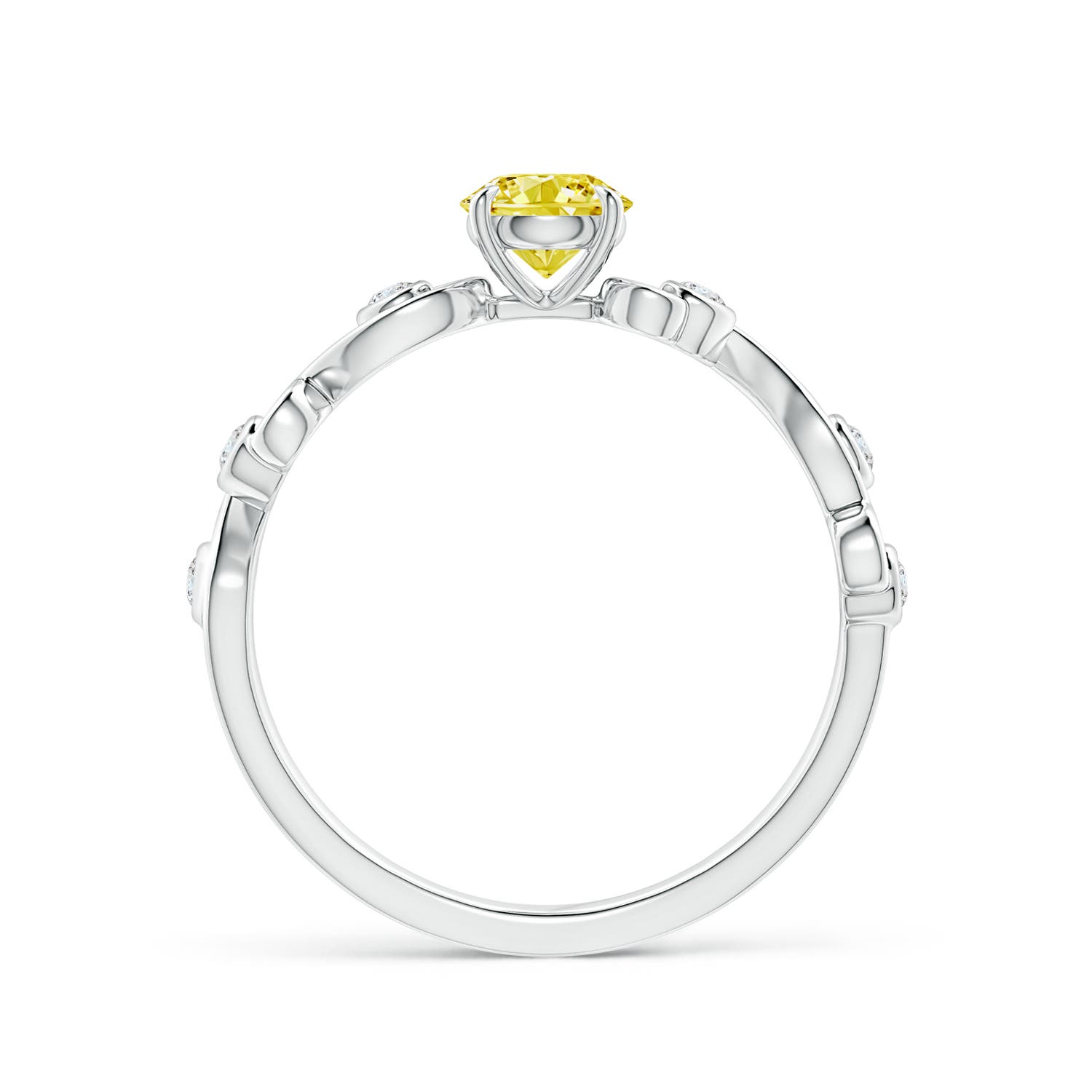 4.5mm Labgrown Lab-Grown Fancy Intense Yellow and White Diamond Ivy Scroll Ring in 18K White Gold