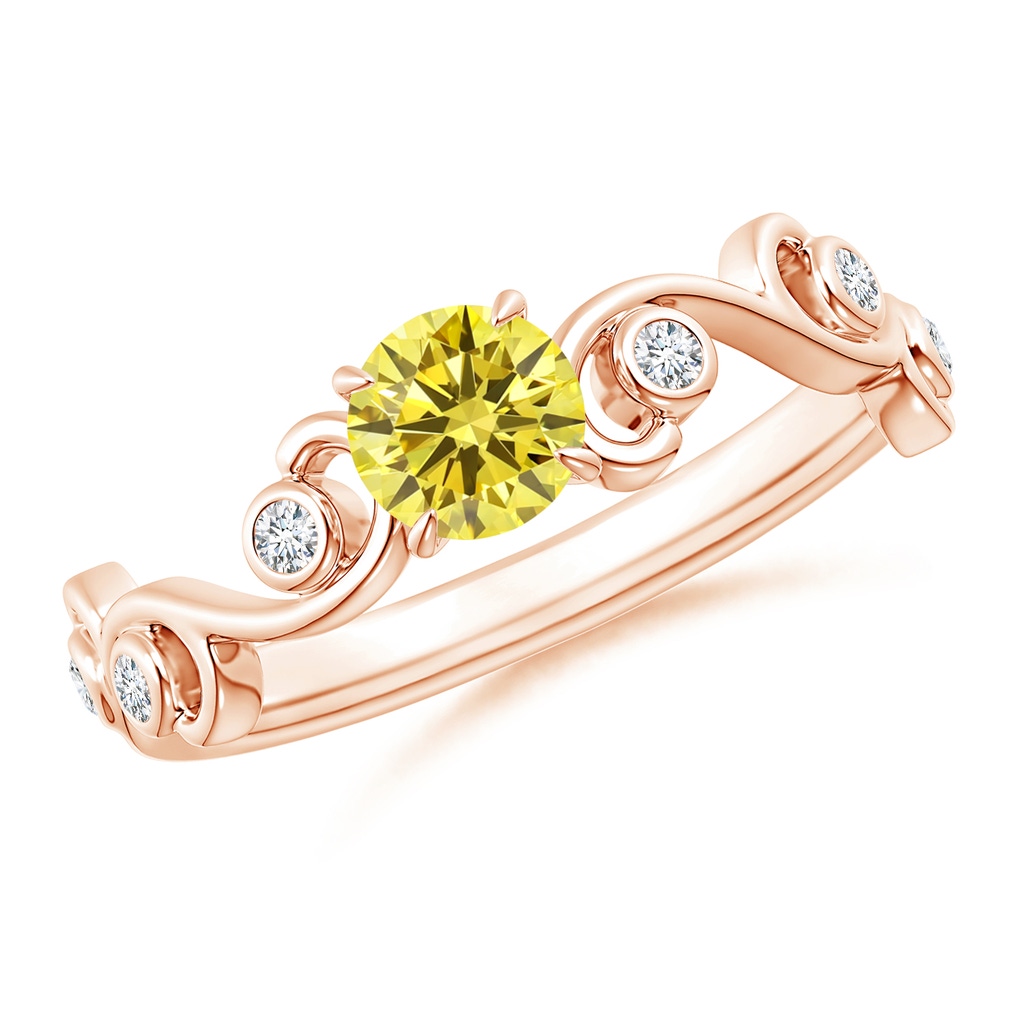 4.5mm Labgrown Lab-Grown Fancy Intense Yellow and White Diamond Ivy Scroll Ring in Rose Gold