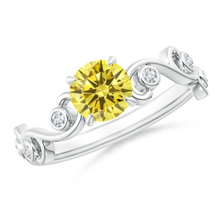 5.4mm Labgrown Lab-Grown Fancy Intense Yellow and White Diamond Ivy Scroll Ring in White Gold