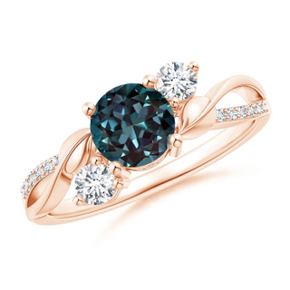 6mm Labgrown Lab-Grown Alexandrite and Diamond Twisted Vine Ring in Rose Gold