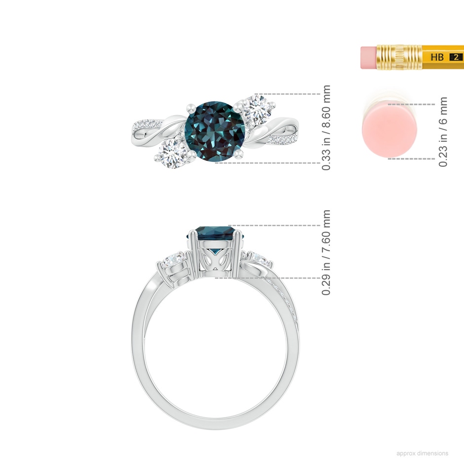 7mm Labgrown Lab-Grown Alexandrite and Diamond Twisted Vine Ring in P950 Platinum ruler