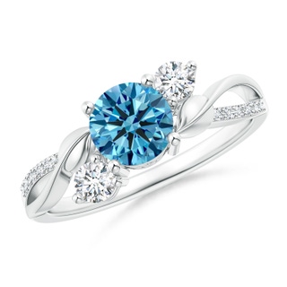 6mm Labgrown Lab-Grown Fancy Intense Blue and White Diamond Twisted Vine Ring in P950 Platinum