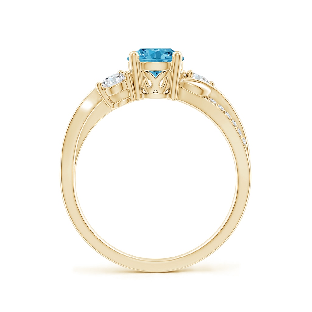 6mm Labgrown Lab-Grown Fancy Intense Blue and White Diamond Twisted Vine Ring in Yellow Gold - side 199