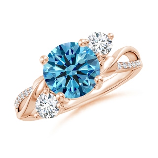 8mm Labgrown Lab-Grown Fancy Intense Blue and White Diamond Twisted Vine Ring in 10K Rose Gold