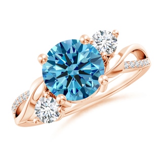 8mm Labgrown Lab-Grown Fancy Intense Blue and White Diamond Twisted Vine Ring in 9K Rose Gold