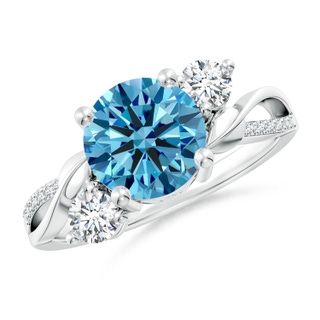 8mm Labgrown Lab-Grown Fancy Intense Blue and White Diamond Twisted Vine Ring in P950 Platinum