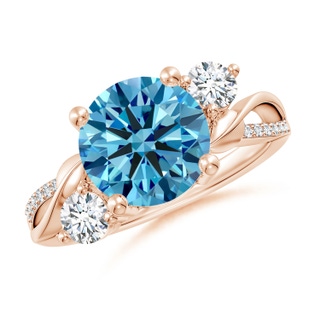 9.2mm Labgrown Lab-Grown Fancy Intense Blue and White Diamond Twisted Vine Ring in 18K Rose Gold