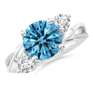 9.2mm Labgrown Lab-Grown Fancy Intense Blue and White Diamond Twisted Vine Ring in P950 Platinum