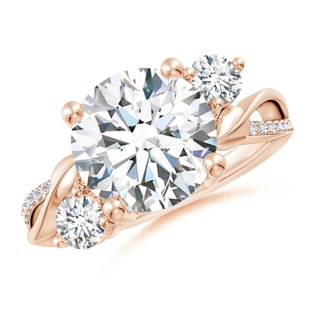 10.1mm FGVS Lab-Grown Three Stone Diamond Twisted Vine Ring in 18K Rose Gold