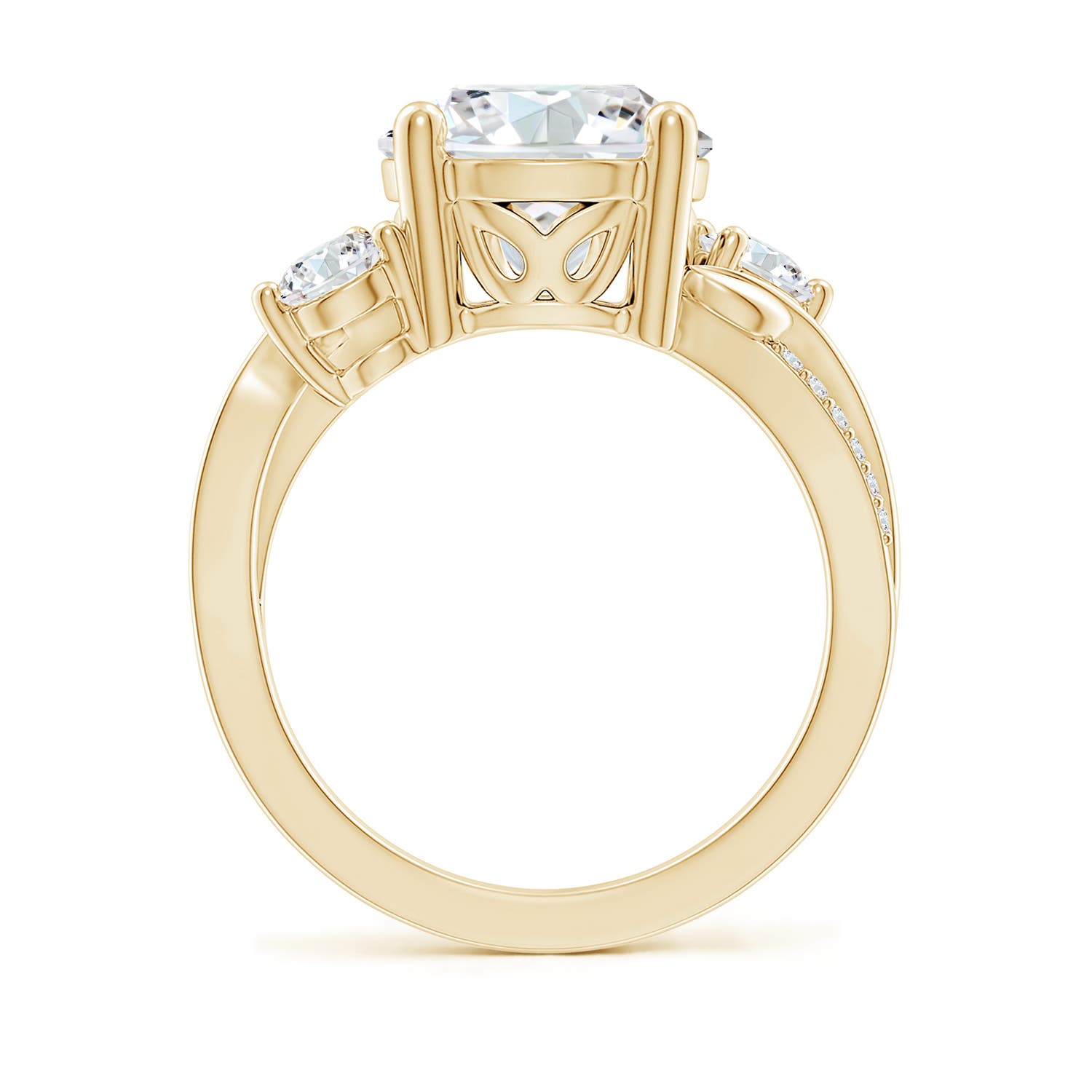 10.1mm FGVS Lab-Grown Three Stone Diamond Twisted Vine Ring in Yellow Gold