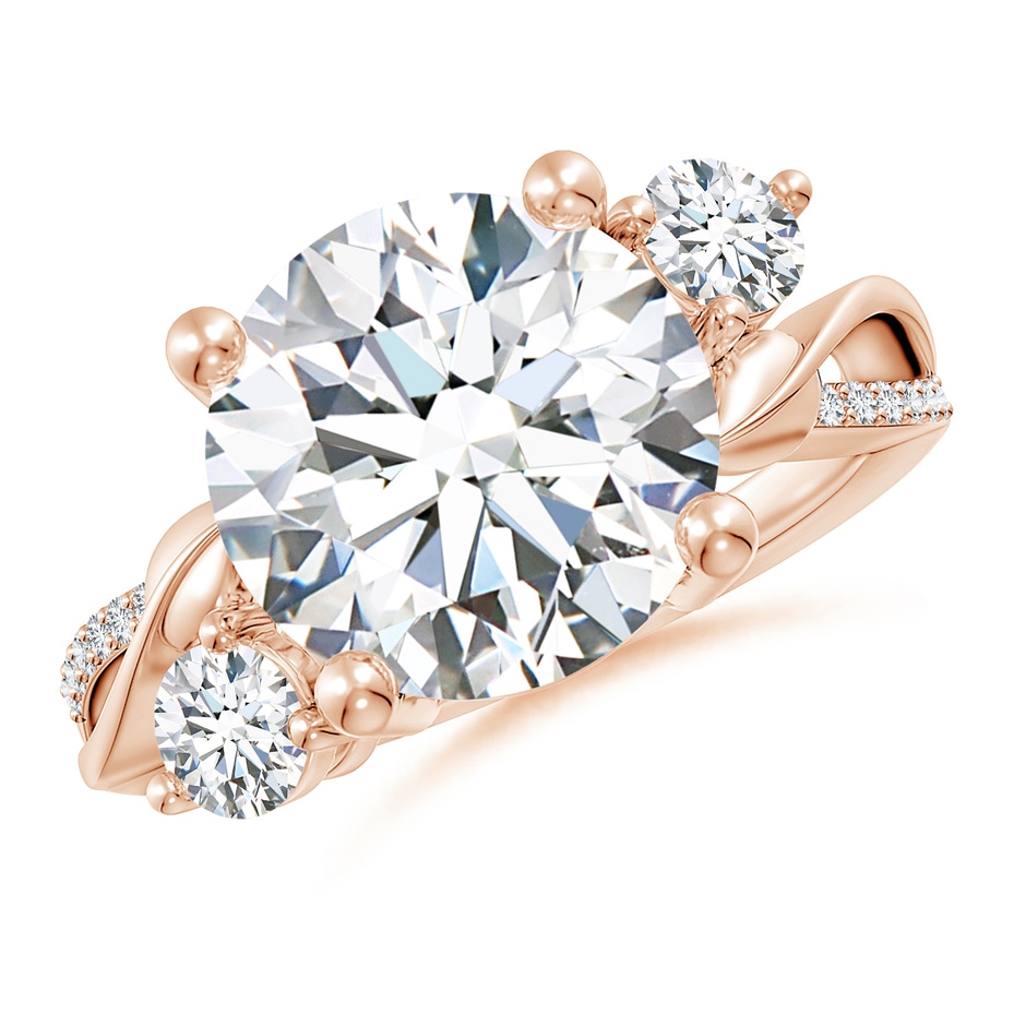 11.1mm FGVS Lab-Grown Three Stone Diamond Twisted Vine Ring in 18K Rose Gold 