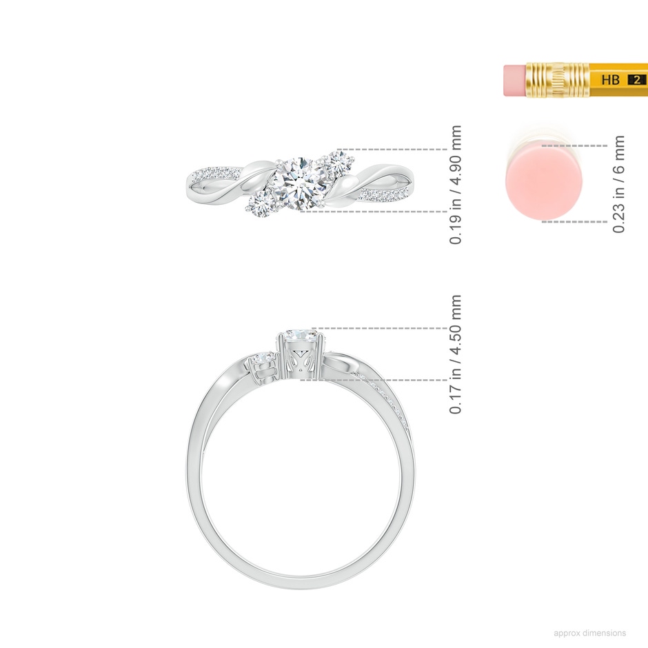 4.4mm FGVS Lab-Grown Three Stone Diamond Twisted Vine Ring in 10K White Gold ruler