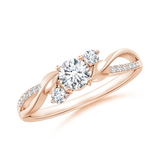 4.4mm FGVS Lab-Grown Three Stone Diamond Twisted Vine Ring in 18K Rose Gold