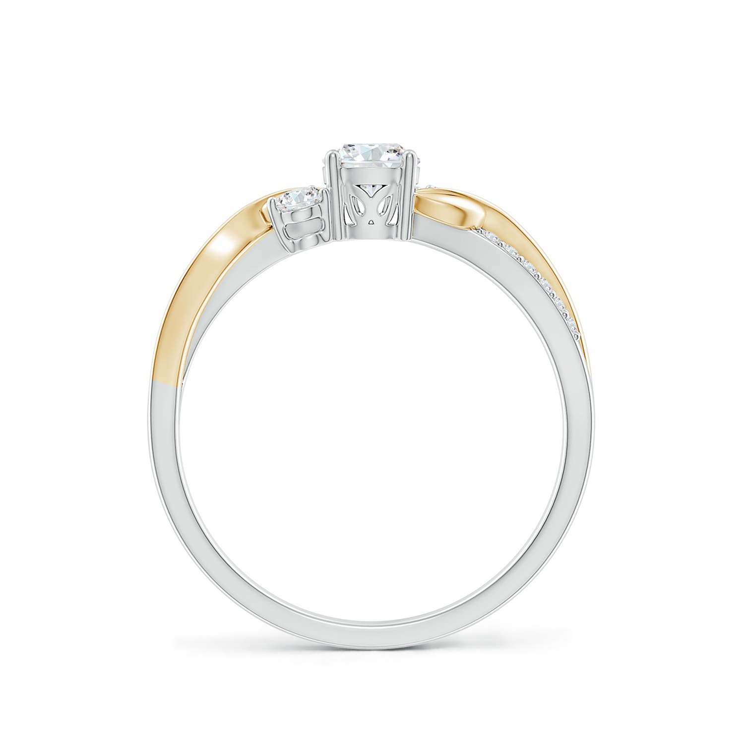 4.4mm FGVS Lab-Grown Three Stone Diamond Twisted Vine Ring in 18K White Gold 18K Yellow Gold
