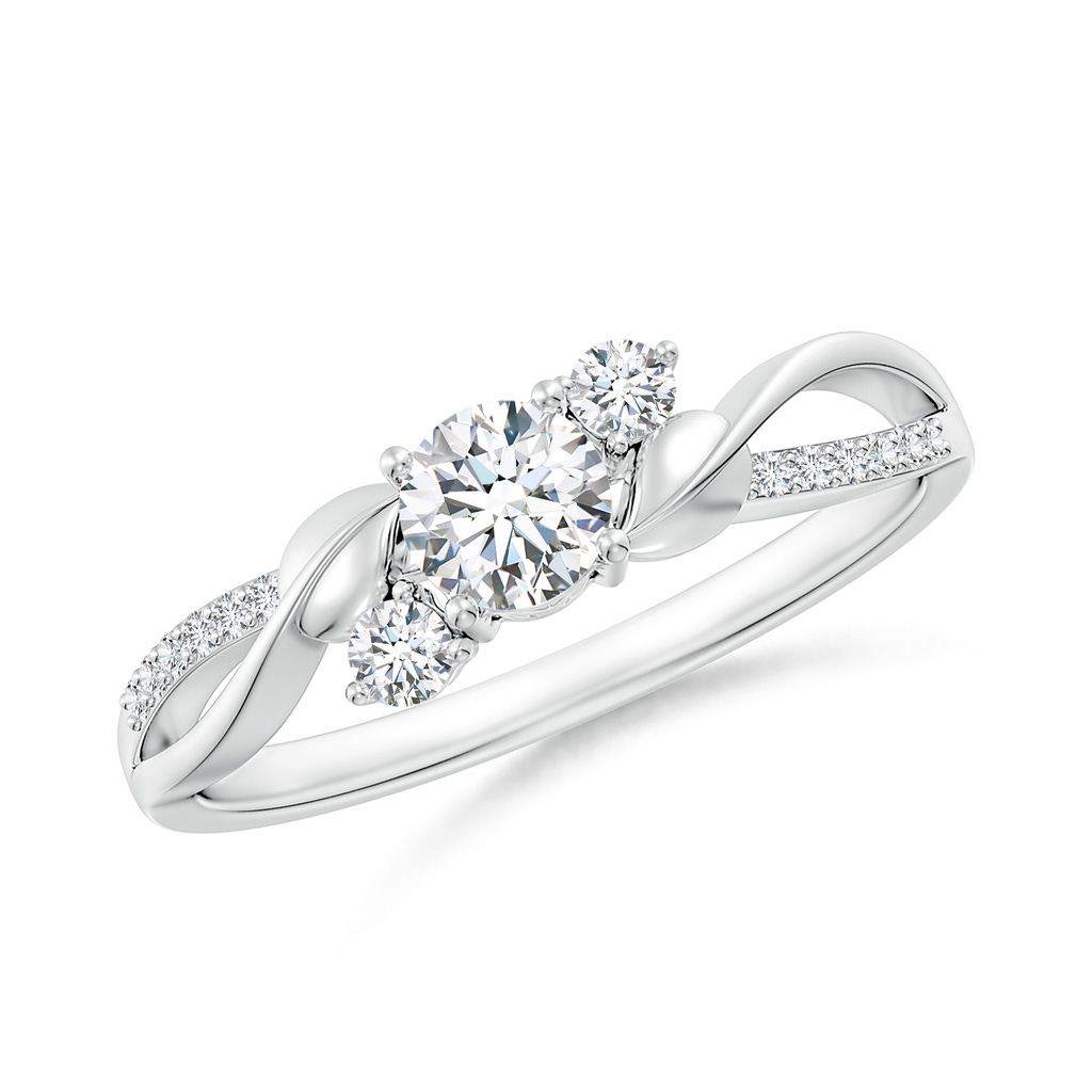 4.4mm FGVS Lab-Grown Three Stone Diamond Twisted Vine Ring in P950 Platinum