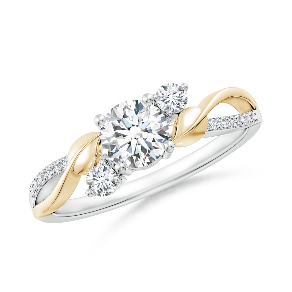 5.3mm FGVS Lab-Grown Three Stone Diamond Twisted Vine Ring in 10K White Gold 10K Yellow Gold 