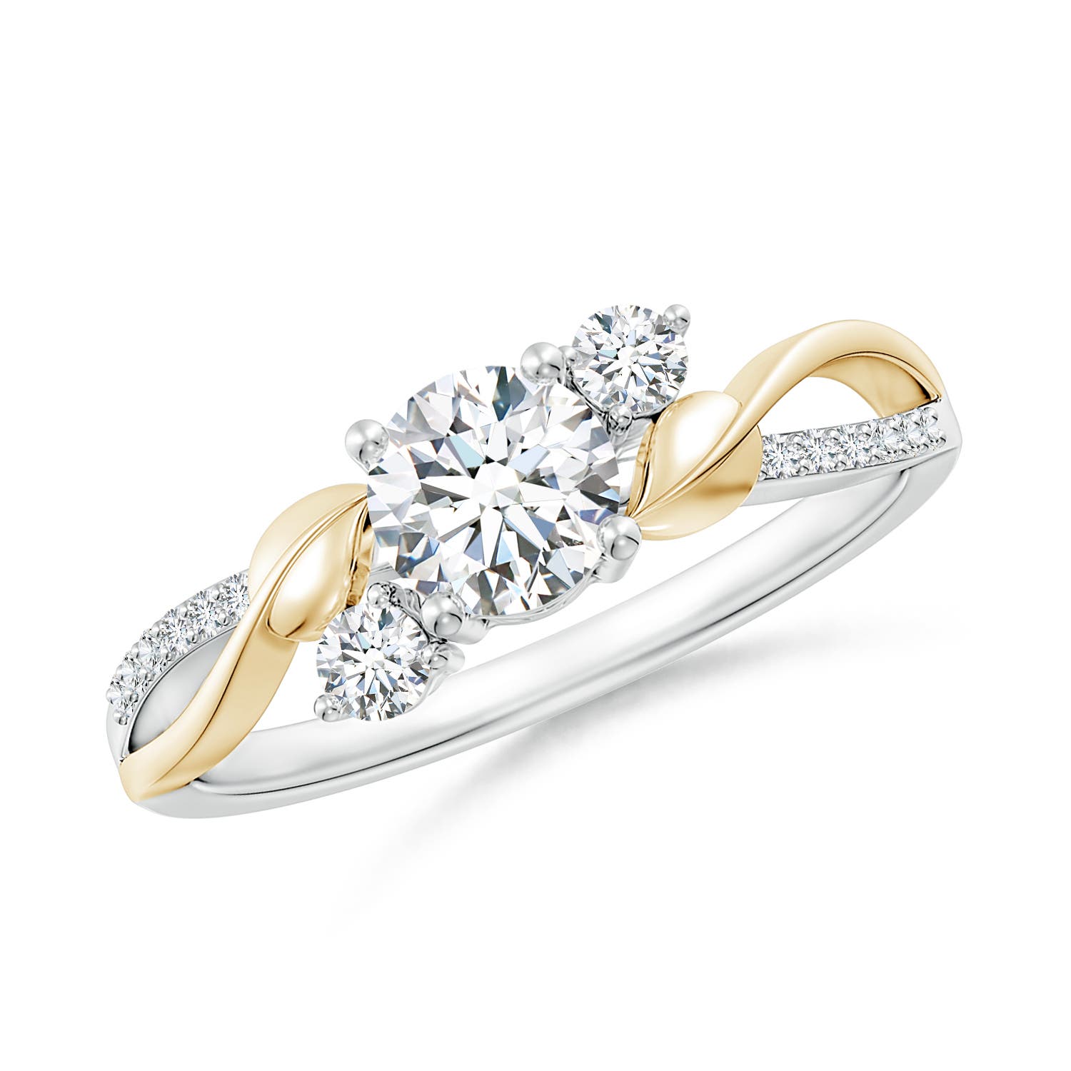 5.3mm FGVS Lab-Grown Three Stone Diamond Twisted Vine Ring in 18CT White Gold 18CT Yellow Gold