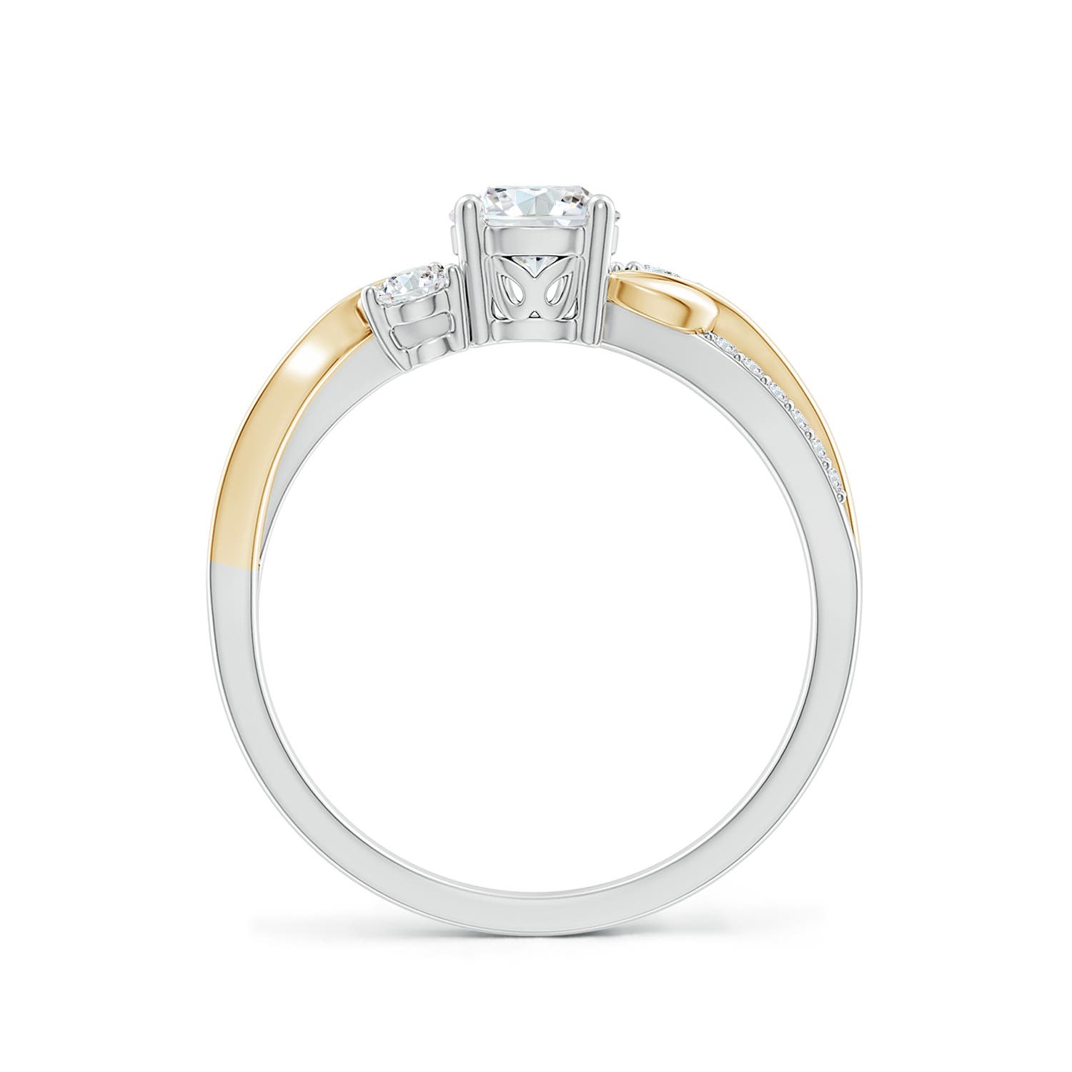 5.3mm FGVS Lab-Grown Three Stone Diamond Twisted Vine Ring in 18K White Gold 18K Yellow Gold