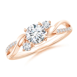 5.3mm FGVS Lab-Grown Three Stone Diamond Twisted Vine Ring in Rose Gold