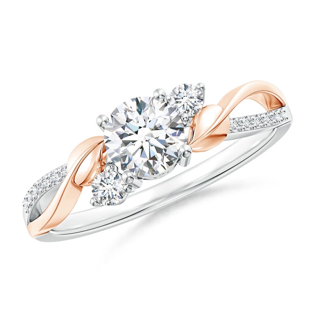 5.3mm FGVS Lab-Grown Three Stone Diamond Twisted Vine Ring in White Gold Rose Gold