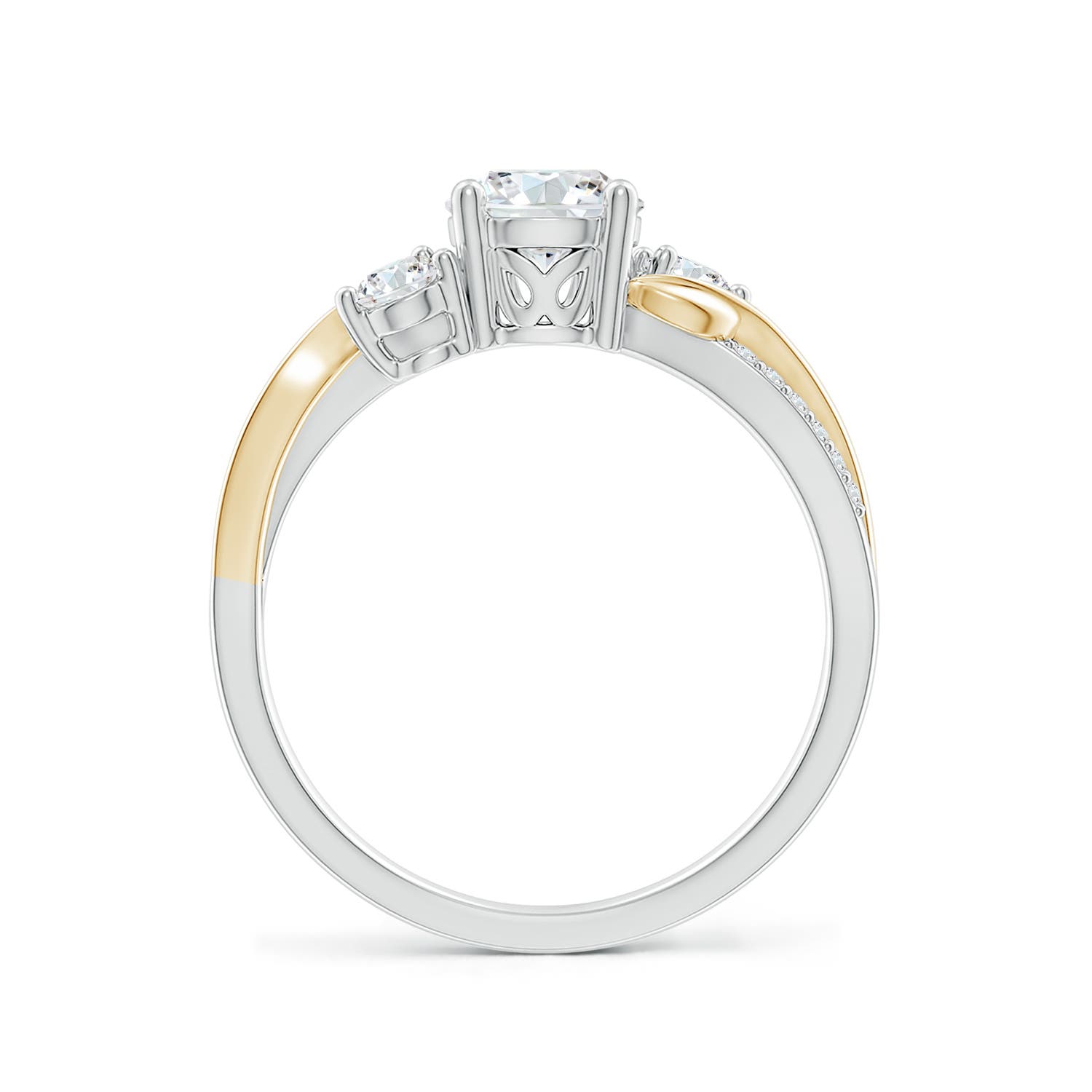 6mm FGVS Lab-Grown Three Stone Diamond Twisted Vine Ring in 18K White Gold 18K Yellow Gold