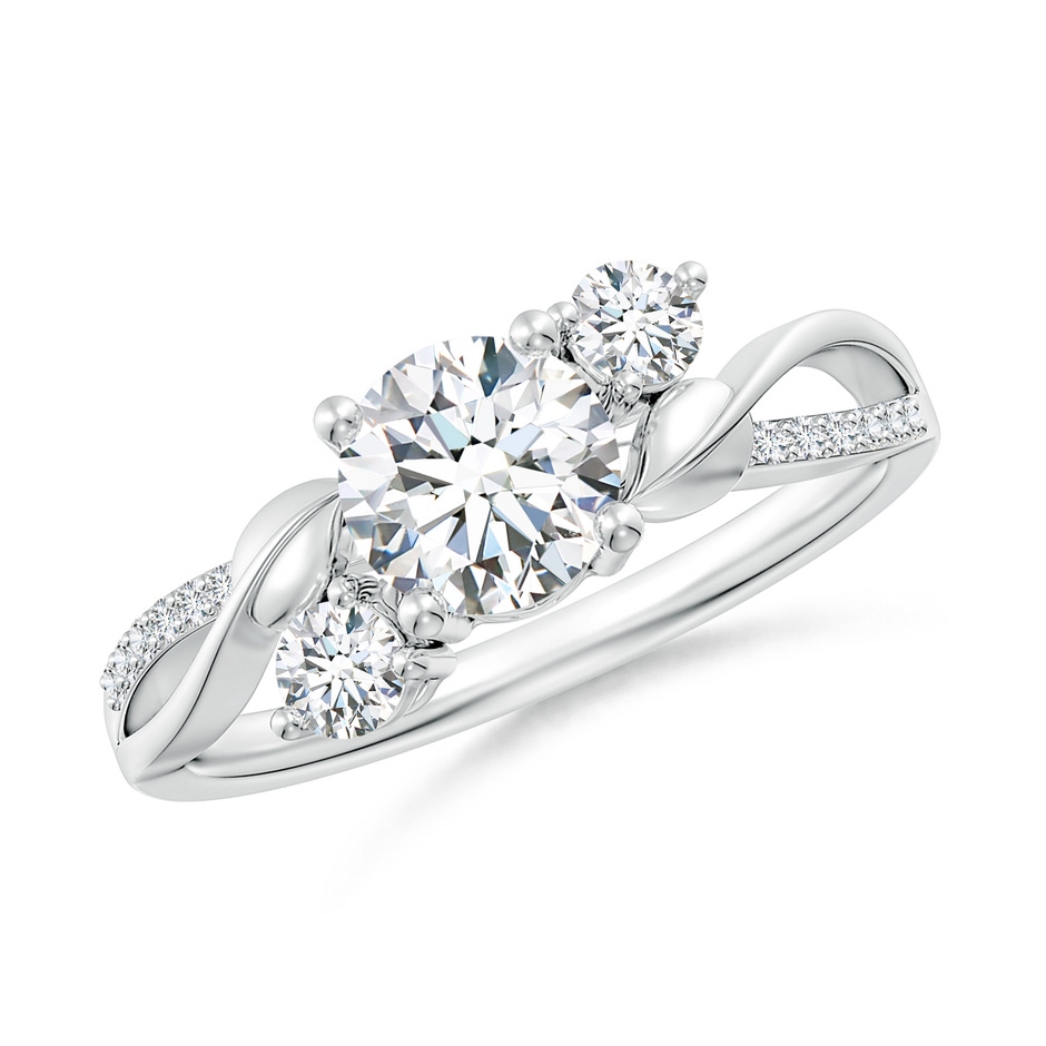 6mm FGVS Lab-Grown Three Stone Diamond Twisted Vine Ring in White Gold 