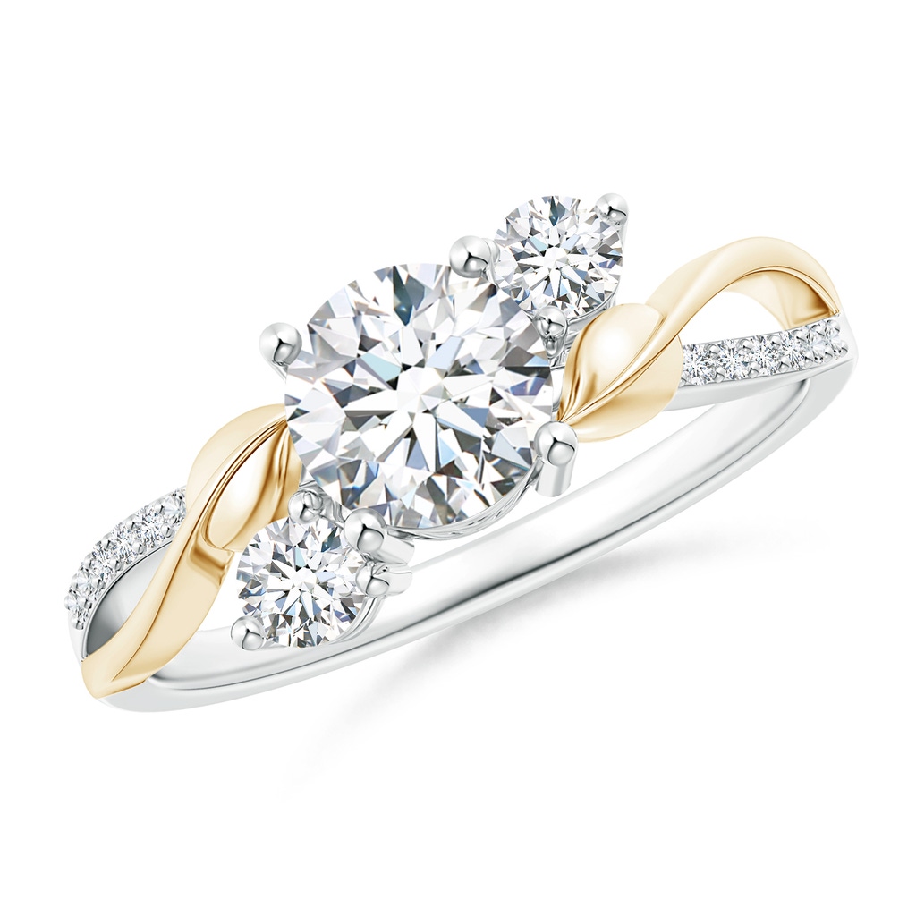 6mm FGVS Lab-Grown Three Stone Diamond Twisted Vine Ring in White Gold Yellow Gold