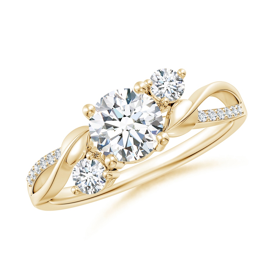 6mm FGVS Lab-Grown Three Stone Diamond Twisted Vine Ring in Yellow Gold 