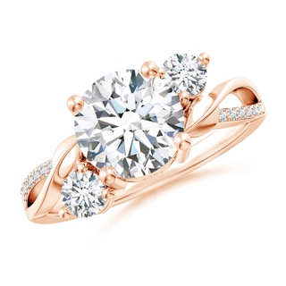 8mm FGVS Lab-Grown Three Stone Diamond Twisted Vine Ring in 10K Rose Gold