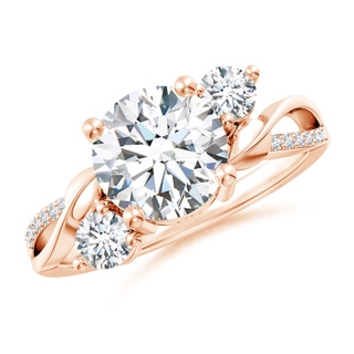 8mm FGVS Lab-Grown Three Stone Diamond Twisted Vine Ring in 9K Rose Gold