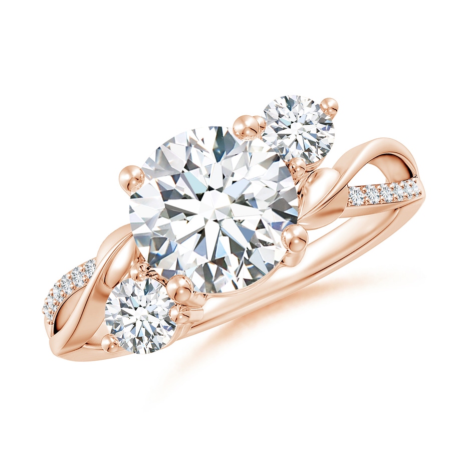 8mm FGVS Lab-Grown Three Stone Diamond Twisted Vine Ring in 9K Rose Gold 