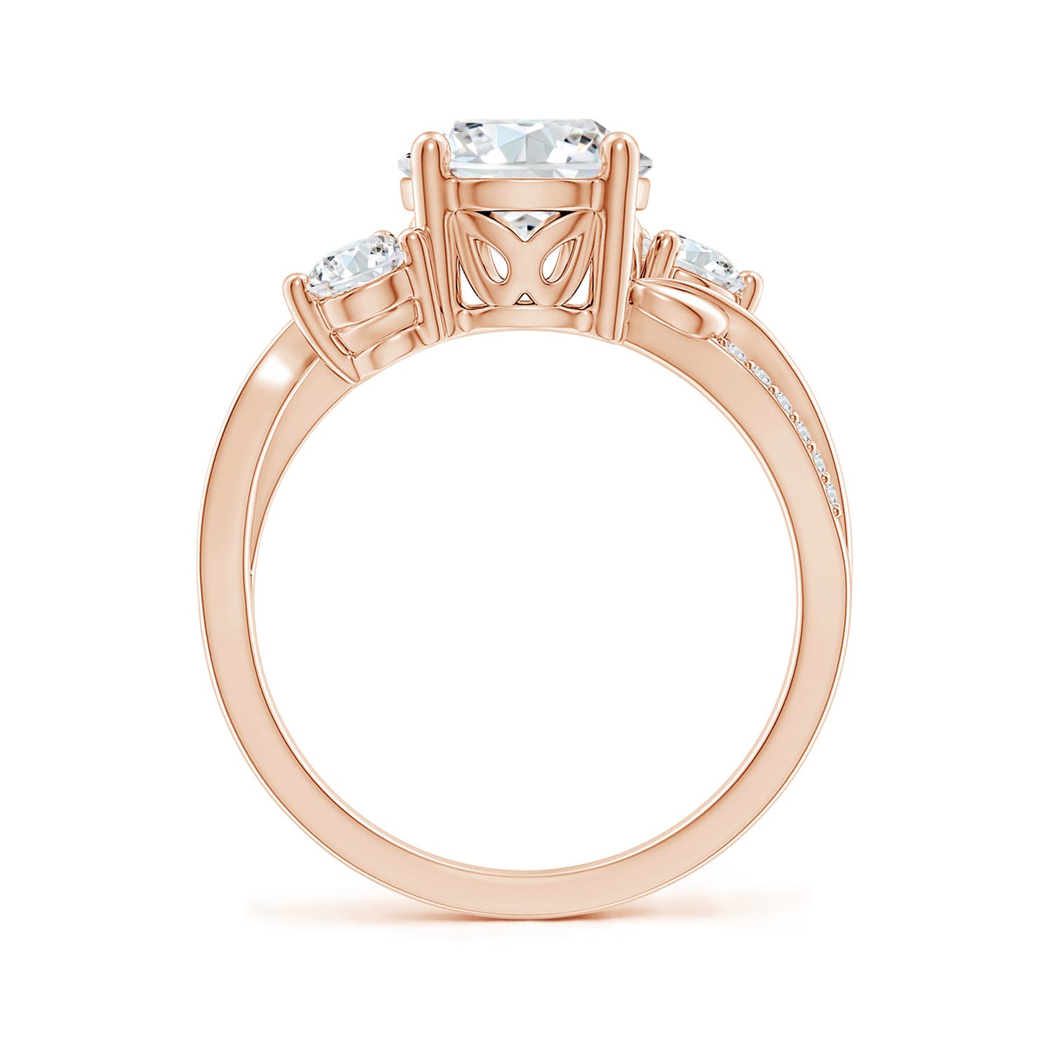 8mm FGVS Lab-Grown Three Stone Diamond Twisted Vine Ring in Rose Gold