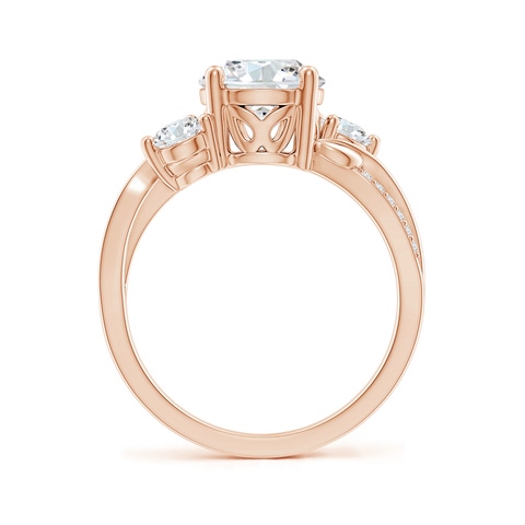 8mm FGVS Lab-Grown Three Stone Diamond Twisted Vine Ring in Rose Gold