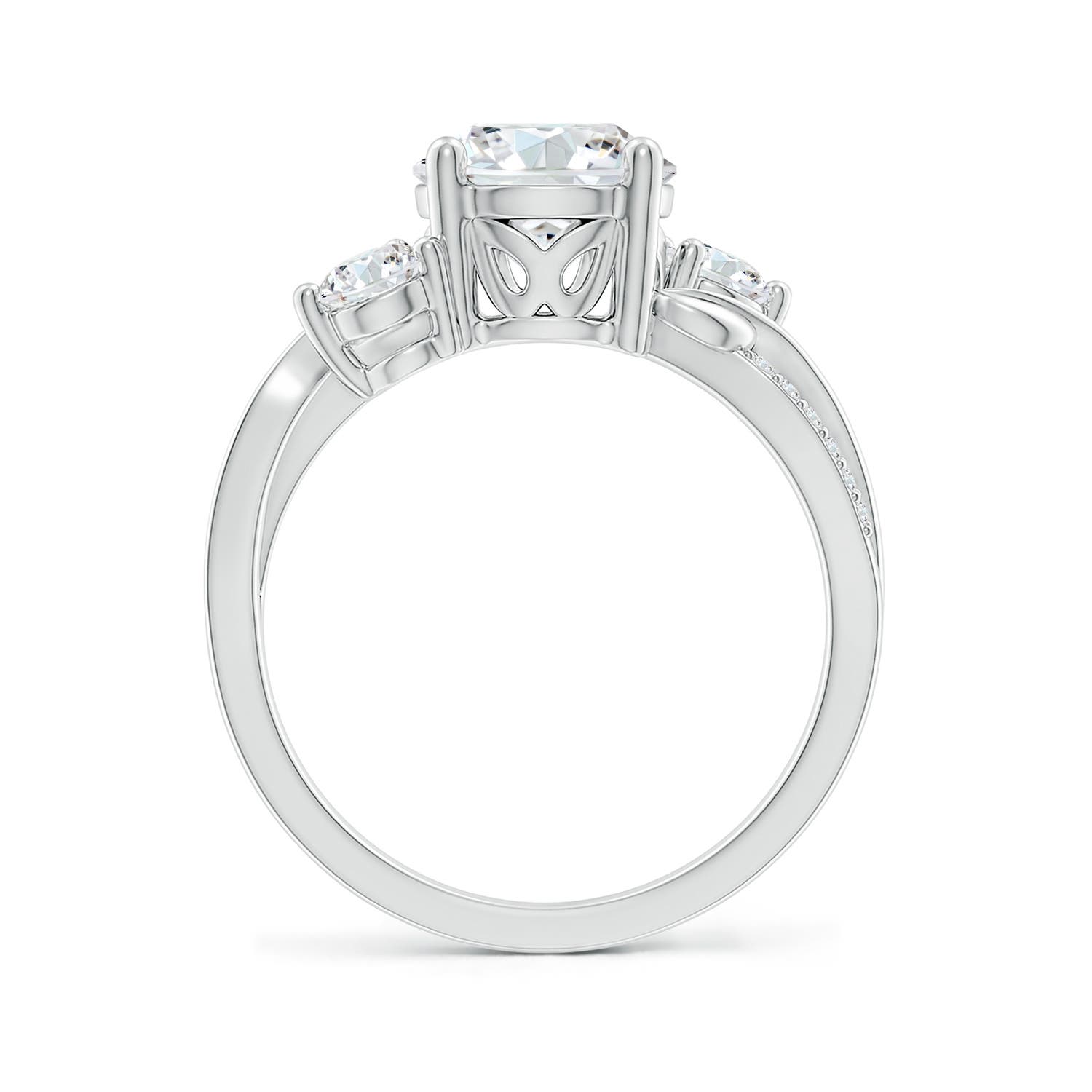 8mm FGVS Lab-Grown Three Stone Diamond Twisted Vine Ring in White Gold - side 3