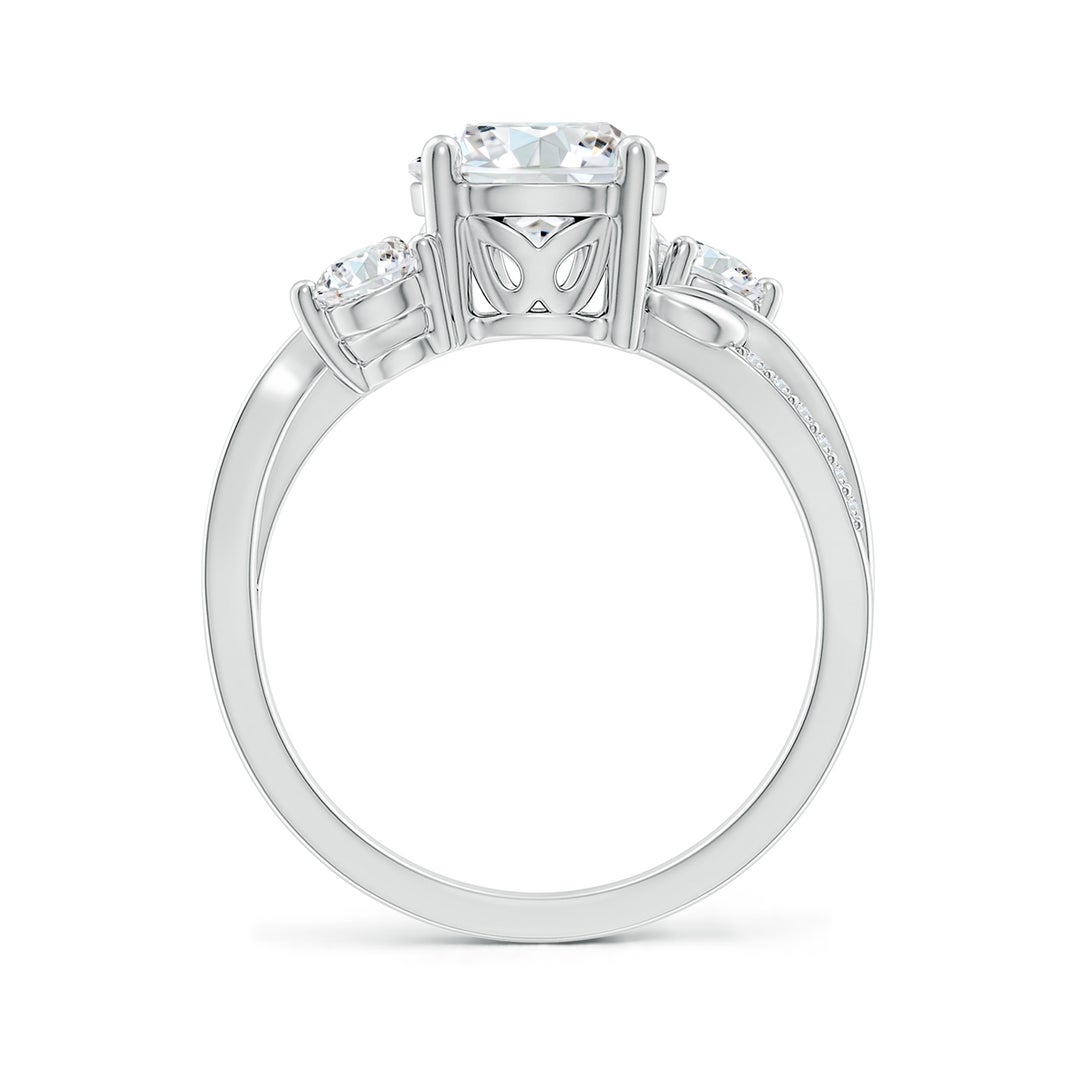 8mm FGVS Lab-Grown Three Stone Diamond Twisted Vine Ring in White Gold - side 3