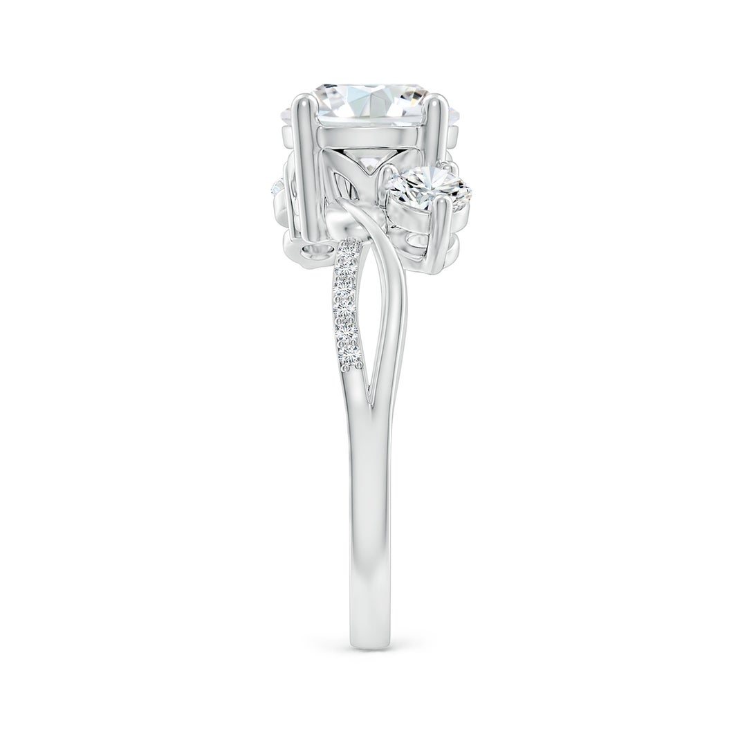 8mm FGVS Lab-Grown Three Stone Diamond Twisted Vine Ring in White Gold - side 4
