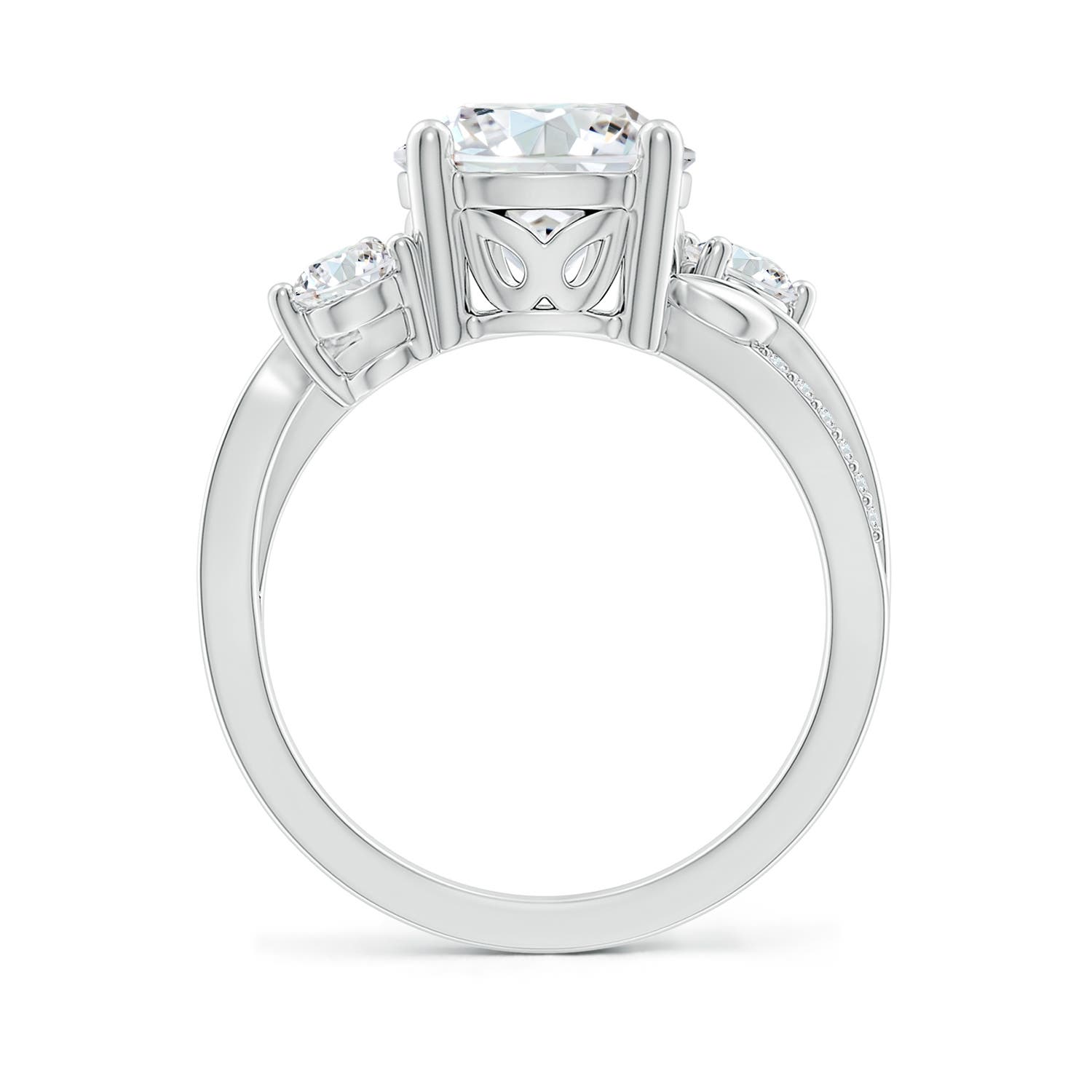 9.2mm FGVS Lab-Grown Three Stone Diamond Twisted Vine Ring in P950 Platinum