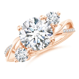 9.2mm FGVS Lab-Grown Three Stone Diamond Twisted Vine Ring in Rose Gold