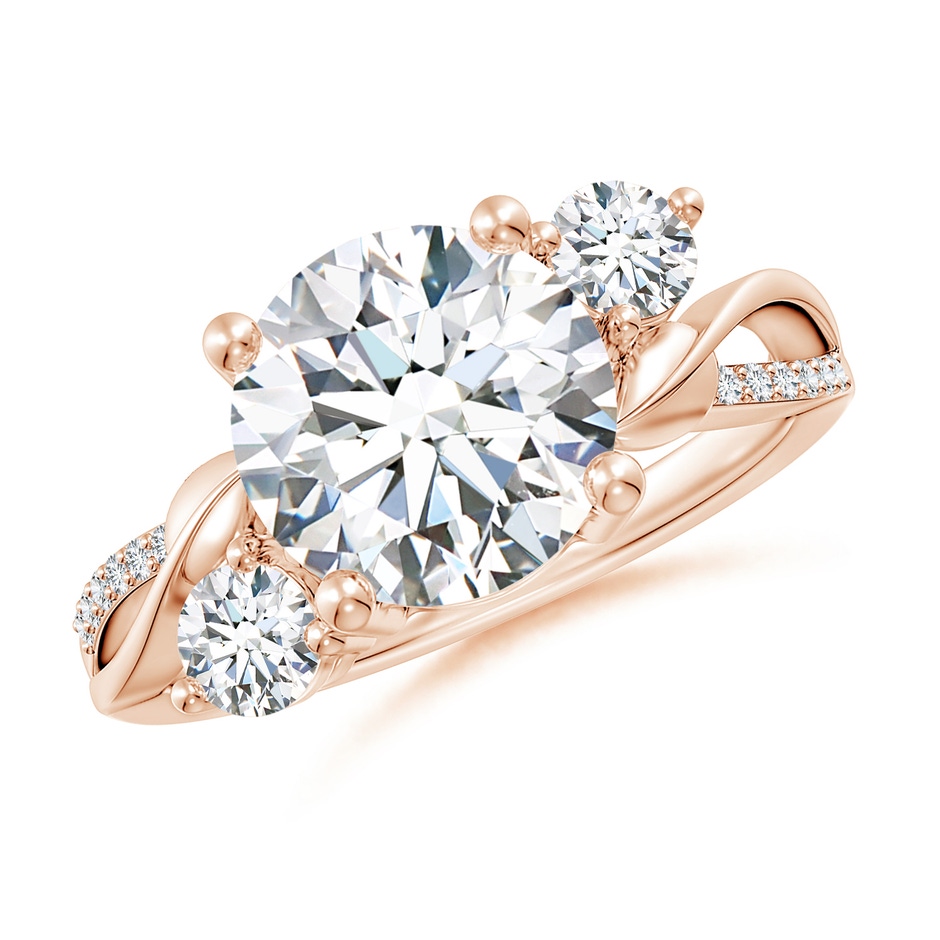 9.2mm FGVS Lab-Grown Three Stone Diamond Twisted Vine Ring in Rose Gold 