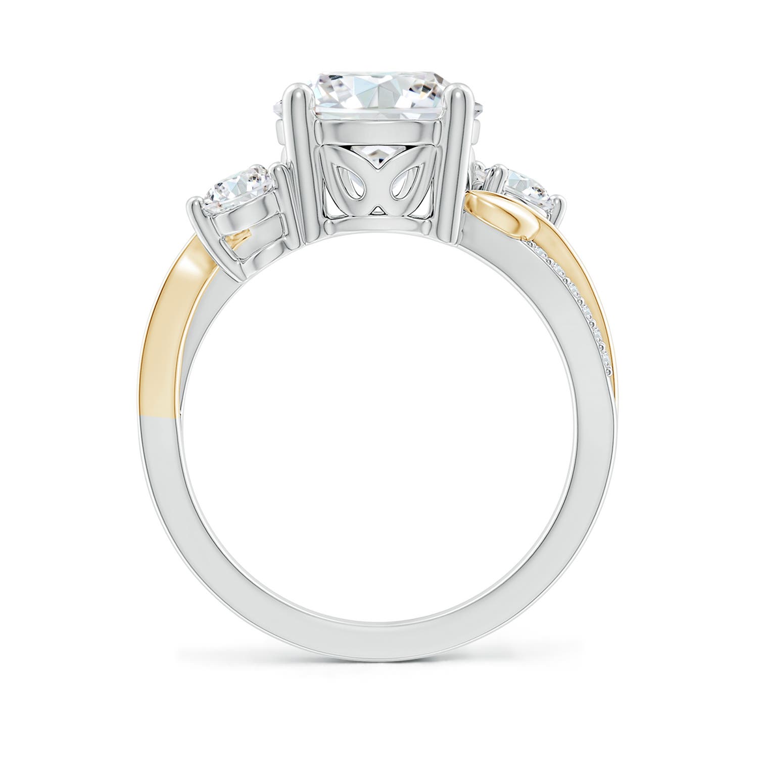9.2mm FGVS Lab-Grown Three Stone Diamond Twisted Vine Ring in White Gold Yellow Gold