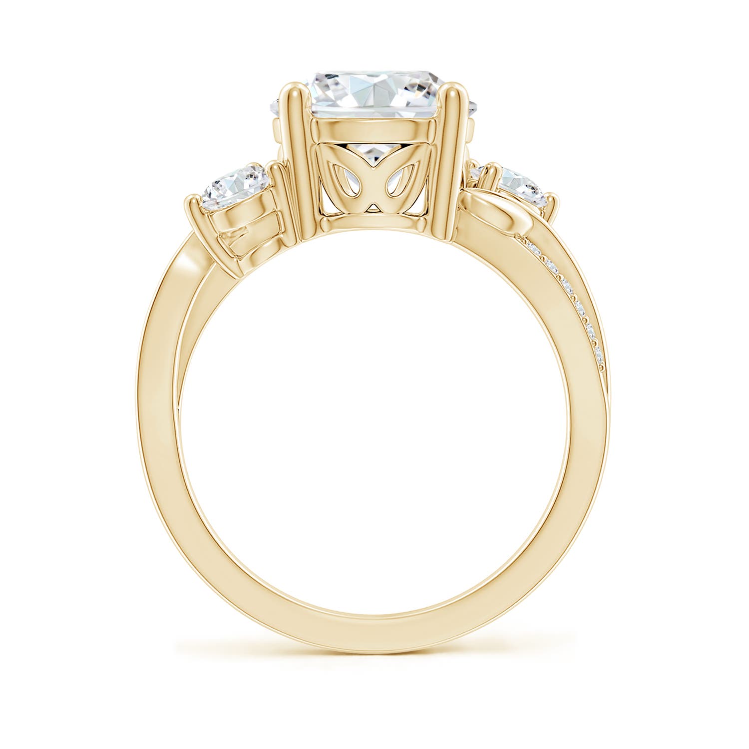 9.2mm FGVS Lab-Grown Three Stone Diamond Twisted Vine Ring in Yellow Gold
