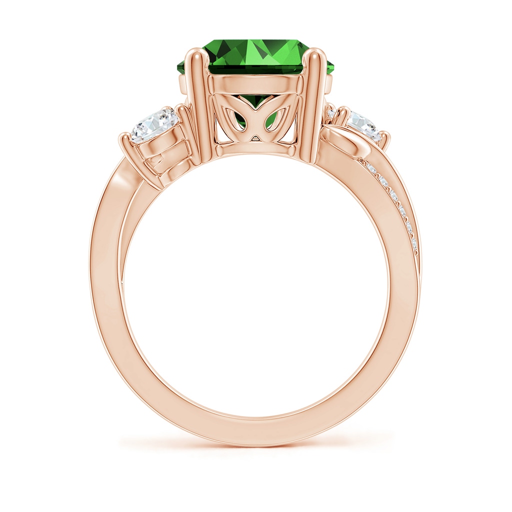 10mm Labgrown Lab-Grown Emerald and Diamond Twisted Vine Ring in Rose Gold - side 199
