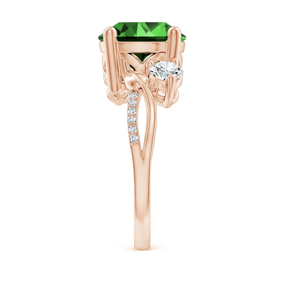 10mm Labgrown Lab-Grown Emerald and Diamond Twisted Vine Ring in Rose Gold side 299