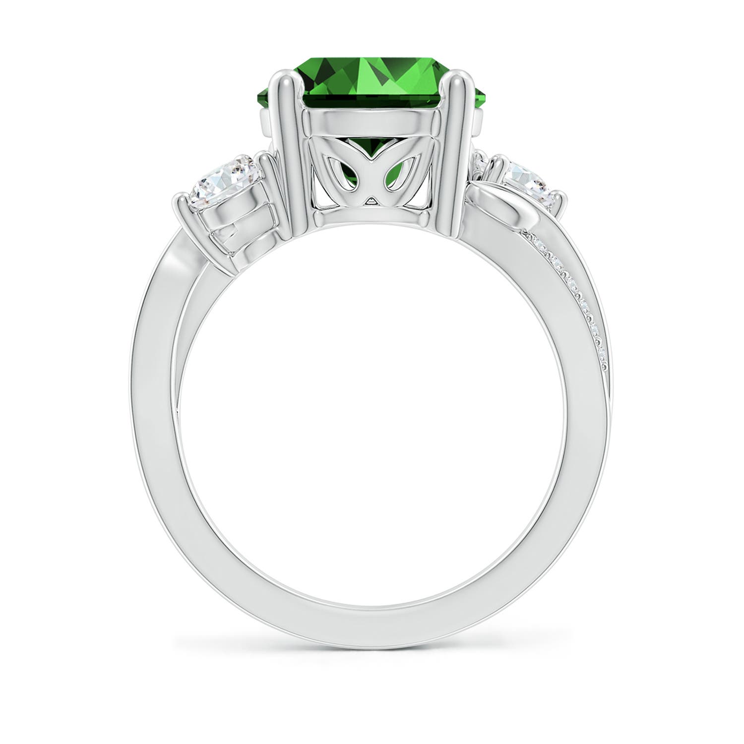 10mm Labgrown Lab-Grown Emerald and Lab Diamond Twisted Vine Ring in White Gold