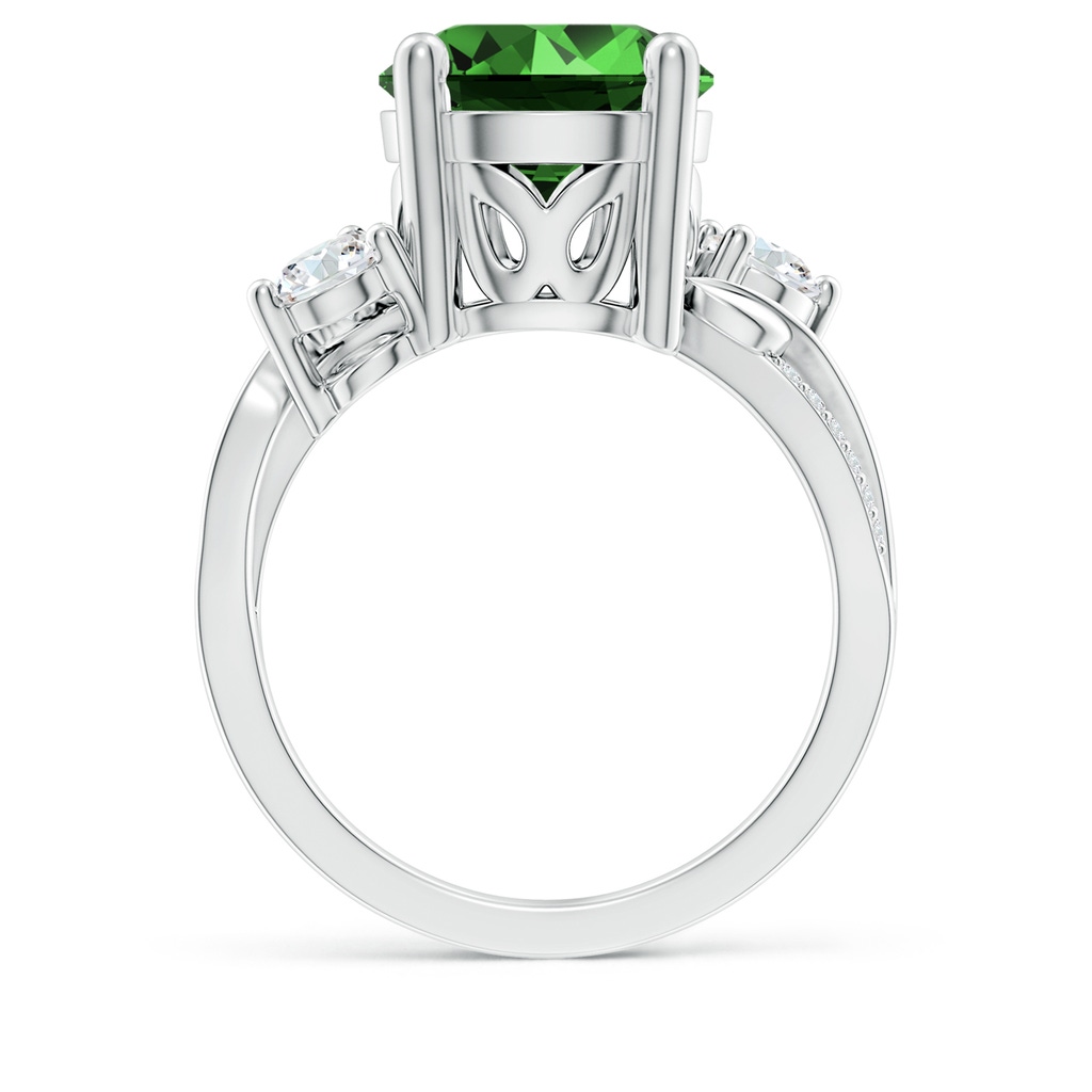 10mm Labgrown Lab-Grown Emerald and Diamond Twisted Vine Ring in White Gold Side 199