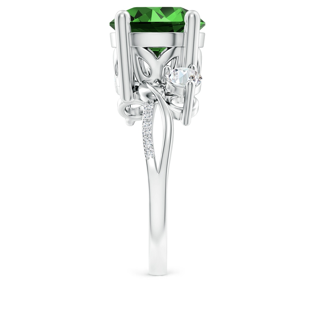 10mm Labgrown Lab-Grown Emerald and Diamond Twisted Vine Ring in White Gold Side 299
