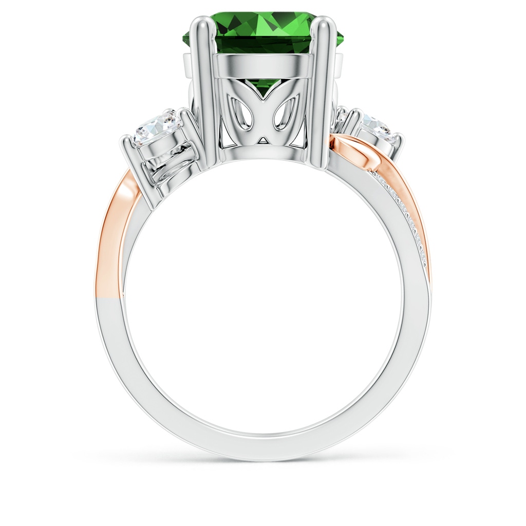 10mm Labgrown Lab-Grown Emerald and Diamond Twisted Vine Ring in White Gold Rose Gold Side 199