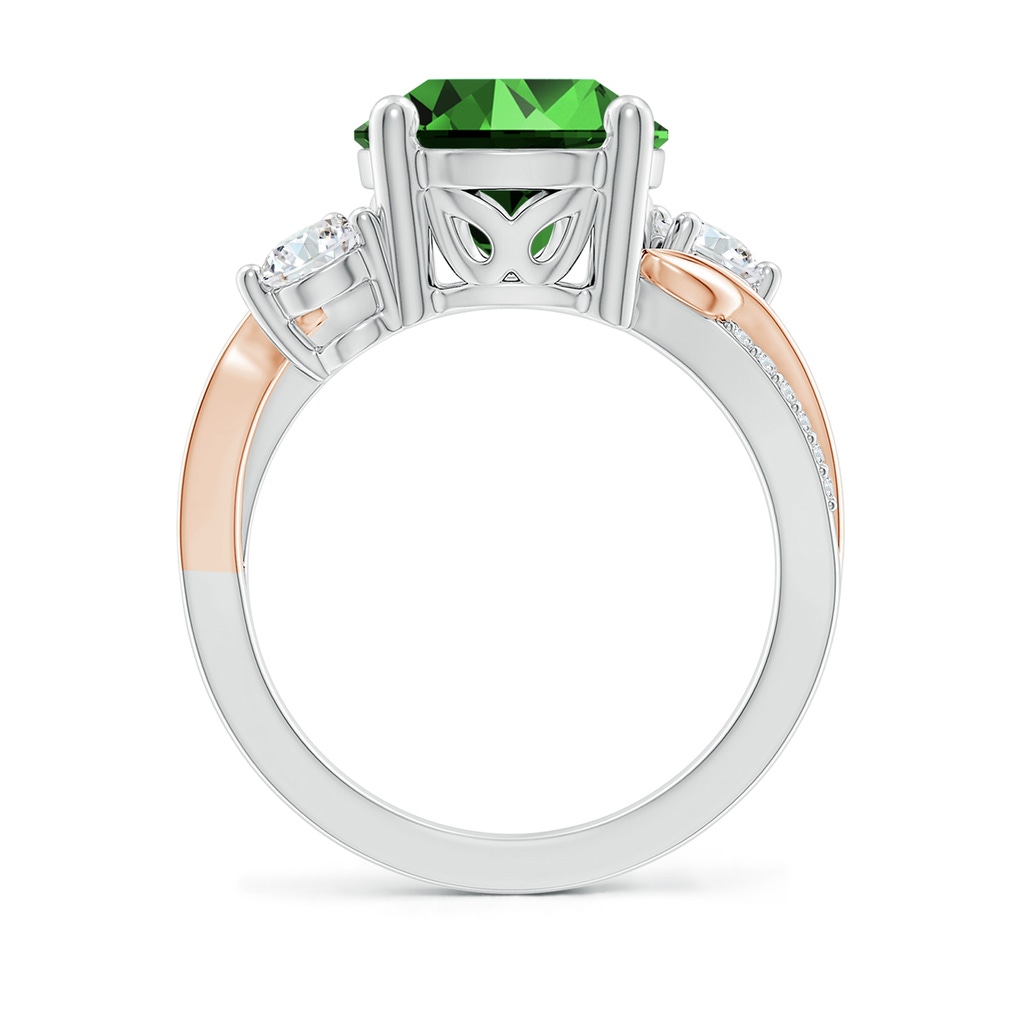10mm Labgrown Lab-Grown Emerald and Lab Diamond Twisted Vine Ring in White Gold Rose Gold - side 199